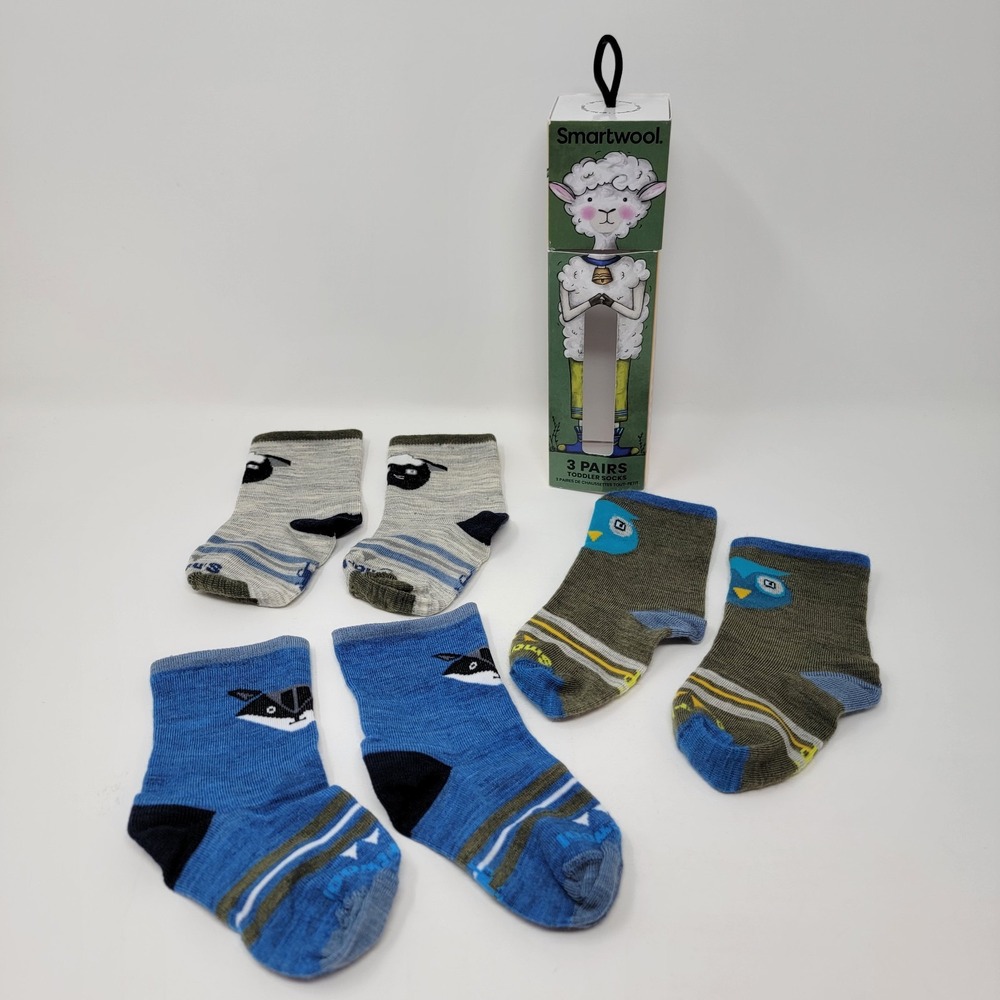 Smartwool Toddler Trio Zero Cushion Merino Wool Bootie Socks Winter Moss 2T-3T